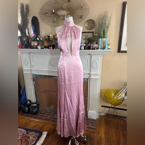 Lovers And Friends Bridgette Gown Pink Maxi Dress Satin Revolve Sz S NWT $358 - Picture 7 of 16